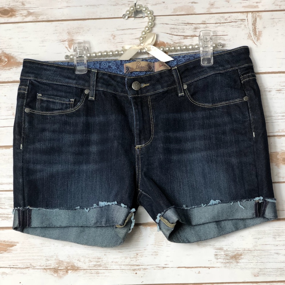 PAIGE Dark Blue Jean Shorts